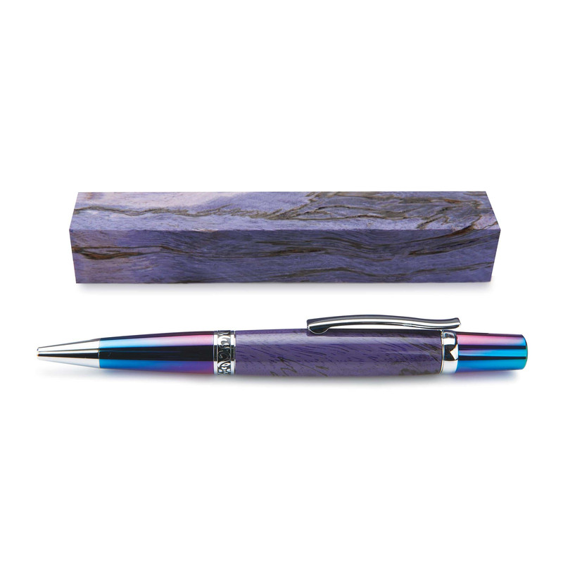 Stabilized & Dyed Spalted Tamarind Pen Blank - 3/4" x 3/4" x 5" - Color:Violet